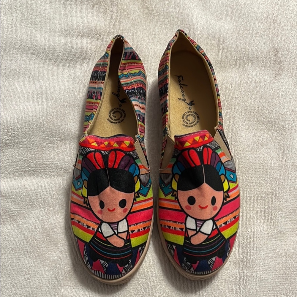 Colorful Slip-On Shoes with Cartoon Design